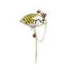 Broche de Abanico de Borla Flor de Ciruelo Estilo Chino de Alta Gama para Mujer Exquisito Broche de Flor Perla Retro Accesorios Cheongsam Pin