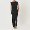 Vestido plisado de cuello en V estilo ins europeo y americano, diseño ajustado que ciñe la cintura, adelgazante, vestido de fiesta de noche transfronterizo Amazon