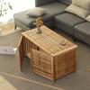 Mesa de centro de madera maciza para sala de estar, moderna y sencilla, mesa de centro de madera de troncos para el hogar, mesa de té nórdica rectangular de doble puerta para apartamentos pequeños