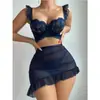 Productos Transfronterizos para Europa y América Amazon: Conjunto de Lencería Sexy Transparente de Encaje con Tirantes y Patchwork, Venta al por Mayor de Fábrica