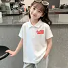 Nuevo top transpirable 100% algodón estilo chino, disponible en tallas mediana y grande para niños, atuendo de verano blanco, polo para niñas, manga corta