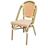 Mesa y Silla de Exterior de Fábrica Combinación Metal Mimbre Retro Silla de Comedor Francesa Interior y Exterior B&B Balcón Patio Silla Individual