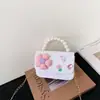 Nueva Versión Coreana Transfronteriza Bolso Infantil de Lazo Pequeño Estilo Chanel Camelia Bolso de Hombro Bolso de Mano con Perlas Versátil Bolso Cruzado