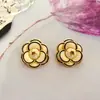 Nuevos Pendientes de Pin Exquisitos de Temperamento Chanel Estilo Francés Retro Esmalte Esmaltado Personalizado Camelia Pendientes de Plata 925