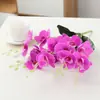 Flor Artificial Cruzada Toque Quatro Cabeças Phalaenopsis Planta Suculenta em Vaso Casa Sala de Estar Decoração de Casamento Adereços para Fotos