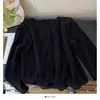 Suéter de Punto Coreano de Color Puro con Cuello en V y Mangas Largas Otoño e Invierno Felpa Suave Cera Reductor de Edad Holgado Top de Punto para Mujer