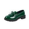 Zapatos Mocasines de Borla Estilo Británico para Mujer 2025 Otoño Nuevos Talla Grande Lazo Retro Slip-On Zapatos Pequeños de Cuero