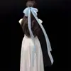 Pinza para el pelo de resorte con lazo transparente para primavera y verano con cintas largas, pinza de resorte para el pelo semi-recogido súper de cuento de hadas, accesorio dulce para moño
