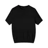 Camiseta Personalizada Nova de Tencel Resistente Jacquard Embossado Vazado de Manga Curta para Mulheres, Top de Malha Soltinho Fino de Verão com Gola Redonda