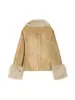 Produto popular de exportação transfronteiriça da marca Z, roupas femininas ZA estilo europeu e americano, novo blazer de camurça sintética com pele sintética para o inverno de 2026