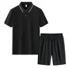 Nuevo Conjunto Deportivo Casual de Algodón con Sensación de Hielo para Hombre 2026, Conjunto de Dos Piezas de Camisa Polo de Manga Corta y Pantalones Largos de Verano para Hombres Jóvenes y de Mediana Edad