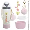 Taza de Fruta con Diseño Personalizado, Botella Deportiva con Popote, Taza Térmica de Acero Inoxidable de Alta Apariencia para Doble Bebida, Accesorios de Decoración de Flores