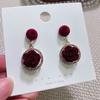 Pendientes de plata 925 con forma de estrella de Internet, con lazo de terciopelo rojo, para novia, con perlas, para mujer.