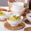 Branco Puro Criativo Casa Tigela Alta Louça Chinesa Tigela Alta Cerâmica Tigela Grande para Arroz Tigela Pequena para Sopa