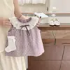 Vestido Infantil 26 Verão Vintage Poá Gola de Renda Sem Mangas para Bebês e Crianças Pequenas Estilo Coreano Gola de Renda Vestido Princesa