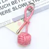 Llavero Colgante Bola Trenzada de Cordón de PU Creativo Elegante Simple Anillo para Llave de Coche Colgante para Bolso de Hombre y Mujer