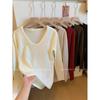 Elegante Suéter Básico de Punto Ajustado con Cuello en V, Manga Larga para Mujer, Casual de Otoño e Invierno, Simple y Versátil