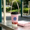 Funda de Lona para Taza de Té con Leche Logo Imprimible Alta Calidad Bolso Pequeño de Algodón Exquisito Regalo de Mano Bolsa de Lona Venta al por Mayor