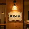 Conjunto de 6 Peças Mingguan de Etiquetas DIY Cor de Madeira Natural com Corda de Cânhamo, Acessórios Decorativos Artesanais Semi-Acabados, Placa de Suspensão para Porta de Madeira