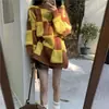 Suéter de Punto Cuadros para Mujer, Nuevo Estilo Casual Holgado Otoño/Invierno 2026, Ropa de Mujer de Moda