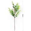 Ramo Único de Folhas de Eucalipto com Frutos, Decoração para Arranjo de Flores DIY, Folhas de Dinheiro Artificiais, Folhas Decorativas de Eucalipto com Frutos para Vendas Transfronteiriças