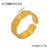 Anillo de 18K para Mujer Diseño de Nicho Ins Anillo de Unión Geométrica Anillo de Acero de Titanio Anillo de Línea de Hoja Hueca Joyería