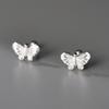 Pendientes de plata de ley s999 estilo coreano con forma de mariposa, con forma de animal, con forma de gusano, para mujer