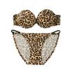 Conjunto de Ropa Interior Transfronterizo sin Tirantes Antideslizante Estampado de Leopardo para Mujeres con Senos Pequeños Sujetador Push-Up Anticaída Sexy para Mujeres