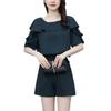 Traje de Encaje de Manga Corta Estilizado para Hermana Mayor de Talla Grande Moda para Mujer Verano 2025 Conjunto Profesional Elegante de Dos Piezas