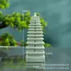 Pabellón de Estilo Antiguo, Puente de la Torre, Paisaje en Miniatura, Agua Corriente, Bonsái, Jardinería, Paisaje de Flores, Decoración Miniatura, Muebles de Arenisca Verde