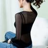Camisa Base de Renda Outono Feminina Slim Fit Sexy Apertada Camisa Interna de Renda Camiseta