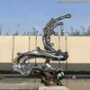 Exterior Grande Aço Inoxidável Escultura Galeria Moldura Espelho Escovado Recorte Metal Lua Imobiliário Ornatos Paisagem Aquática