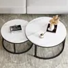 Mesa de centro moderna minimalista de lujo ligero para sala de estar, adecuada para casas pequeñas, estilo nórdico, mesa auxiliar redonda extensible para sofá