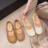 2025 Nuevas Pantuflas de Medio Zapato de Mujer Transfronterizas de Punta Cerrada para Uso Exterior Primavera y Otoño Calientes Pantuflas Mary Jane Retro Francesas