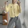 Cardigã de malha com design de coelho floral estilo coreano para mulheres, novo suéter top versátil de cor sólida com corte solto estilo coreano da moda