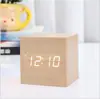 Reloj LED de madera creativo controlado por voz reloj despertador de madera multifuncional regalo para estudiantes reloj electrónico reloj de mesa fabricantes venta al por mayor