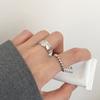 Juego combinado de anillos con patrón de diamantes de plata esterlina s925, apertura ajustable, anillo apilable para el dedo índice de celebridad de Internet, 5526