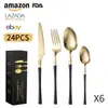 Novo Conjunto de Talheres de Aço Inoxidável Amazon para Mesa Ocidental 24 Peças para 6 Pessoas Faca, Garfo e Colher para Bife