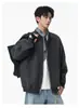 Casaco masculino de lã, estilo casal, design falso de duas peças, adequado para o início do outono, jaqueta casual para o dia a dia, estilo outono/inverno masculino, padrão xadrez casual, corte solto, versátil