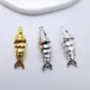 Pingente de Peixe Koi Móvel Cor Preservada Banhado a Ouro Cobre DIY Colar Pulseira Pingente Artesanal com Charme "Prosperidade"