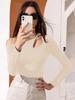 Ropa Femenina Europea y Americana Otoño e Invierno 2026 Nuevo Stock Listo para Ebay Sexy Hueco Ajustado a la Cintura Casual Manga Larga Camiseta Superior para Mujer