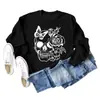Estação independente Amazon wish caveira borboleta rosa, moda europeia e americana camisa de manga comprida feminina novo suéter atacado