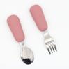 Cuchara y tenedor de silicona de grado alimenticio, venta al por mayor, de acero inoxidable sin bordar, ideal para entrenamiento de alimentación infantil.