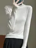 Suéter de Punto de Cuello Alto de Manga Larga Estilo Coreano para Mujer Otoño/Invierno Jersey de Lana Ajustado Capa Base Suéter Delgado