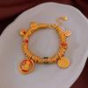 Nuevo estilo chino chapado en oro real pulsera redonda de bendición estilo nacional Joker pulsera de alto sentido joyería de temperamento de moda al por mayor