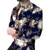 Camisa Casual Masculina de Manga Longa com Gola, Estampa Digital 3D, Padrão Moderno, Lançamento Primavera 2026, Europeia e Americana, Transfronteiriça