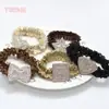 Faixa de Cabelo Larga com Renda Coreana e Strass Cruzada Corda de Cabelo Acessórios de Cabelo Doce Ins Elástico para Rabo de Cavalo Venda por Atacado