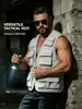 Chaleco de Trabajo Funcional con Múltiples Bolsillos de Marca Extranjera de Moda para Hombre, Ajuste Holgado Chaleco Táctico para Pesca al Aire Libre Fotografía
