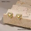 Pendientes de Nicho Vintage Estilo Europeo y Americano Transfronterizos Celebridad de Internet Acero Inoxidable Chapado en Oro de 18K Clavillos de Corazón de Alta Gama