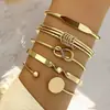 Conjunto de Pulseiras Empilháveis Moda Retrô Ferro Rombos Trançado Liso Geométrico Irregular Punk Venda Quente Transfronteiriça para Mulheres